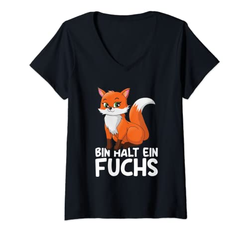 Damen Bin Halt Ein Fuchs Fuchsiges Spruch T-Shirt mit V-Ausschnitt Damen Bin Halt Ein Fuchs Fuchsiges Spruch T-Shirt mit V-Ausschnitt von Lustige Fuchs Sprüche Kleidung