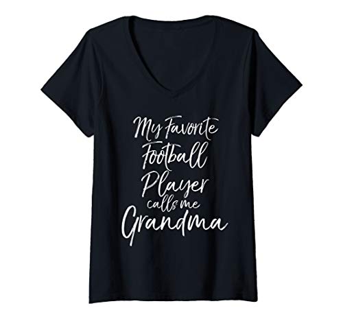Damen Grandmother's My Favorite Football Player Calls Me Grandma T-Shirt mit V-Ausschnitt Damen Grandmother's My Favorite Football Player Calls Me Grandma T-Shirt mit V-Ausschnitt von Lustige Fußballgeschenke Fußballspieler Designs