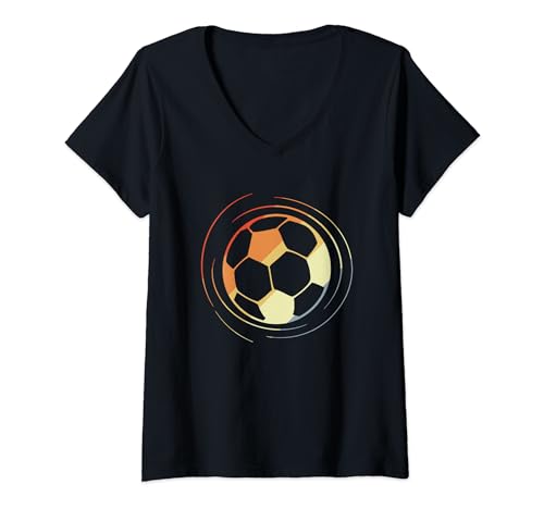 Damen Fußball Zeichnung Retro Style Fußballer Torhüter T-Shirt mit V-Ausschnitt Damen Fußball Zeichnung Retro Style Fußballer Torhüter T-Shirt mit V-Ausschnitt von Lustige Fußballspieler T-Shirts