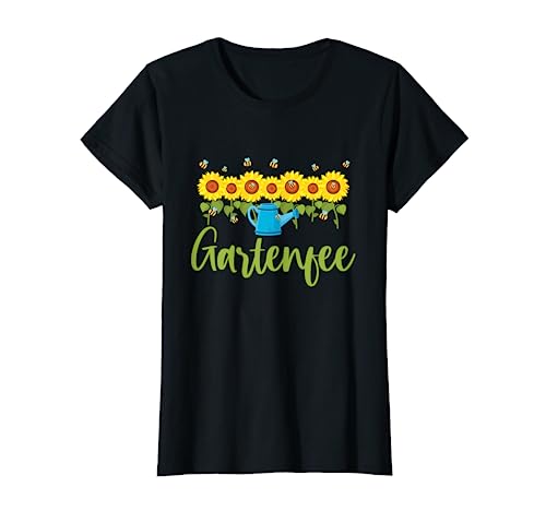 Damen Gartenfee Gärtner Garten Sonnenblumen Bienen Spruch T-Shirt von Lustige Garten Kleidung Für Hobbygärtner