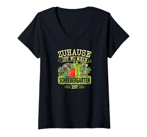 Damen Hobbygärtner Spruch Witz Garten Schrebergarten T-Shirt mit V-Ausschnitt von Lustige Garten Kleidung für Hobbygärtner