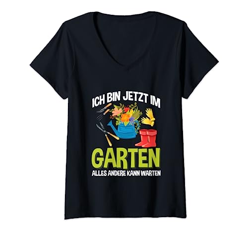 Damen Bin Im Garten Alles Andere Kann Warten Gärtner Spruch T-Shirt mit V-Ausschnitt Damen Bin Im Garten Alles Andere Kann Warten Gärtner Spruch T-Shirt mit V-Ausschnitt von Lustige Garten Spruch Kleidung Für Gartenliebhaber