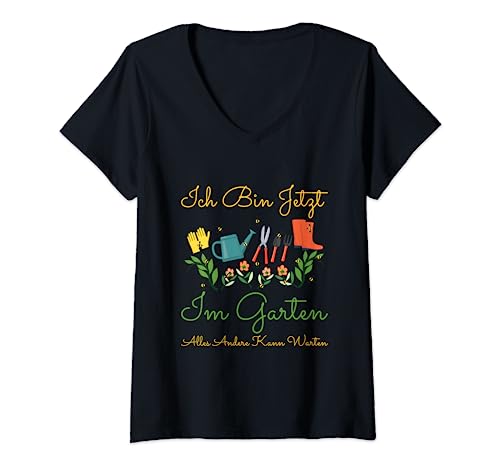 Damen Garten Alles Andere Kann Warten Gärtner Gartenarbeit Bienen T-Shirt mit V-Ausschnitt von Lustige Garten Spruch Kleidung Für Hobbygärtner
