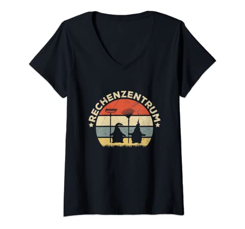 Damen Rechenzentrum Gartenzwerg Garten Gärtner Hobbygärtner T-Shirt mit V-Ausschnitt von Lustige Garten Sprüche Kleidung Für Hobbygärtner