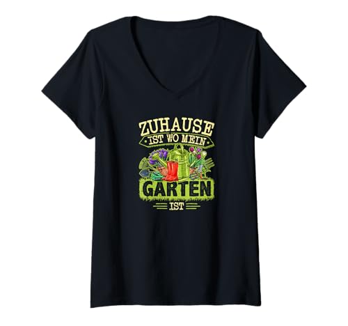Damen Zuhause Schrebergarten Gärtner T-Shirt mit V-Ausschnitt von Lustige Garten Tshirts für Hobbygärtner