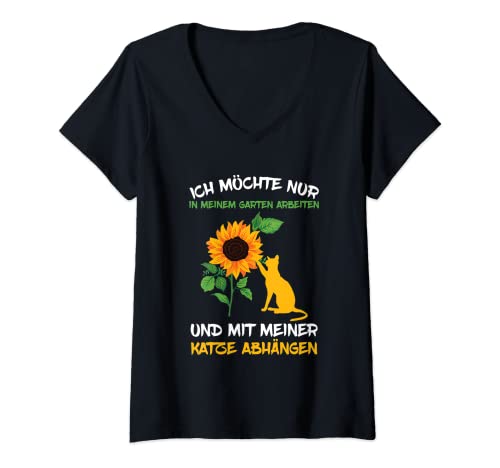 Damen Garten Arbeiten Katze Gärtner Gartenarbeit Hobbygärtner T-Shirt mit V-Ausschnitt Damen Garten Arbeiten Katze Gärtner Gartenarbeit Hobbygärtner T-Shirt mit V-Ausschnitt von Lustige Garten & Katzen Spruch Kleidung