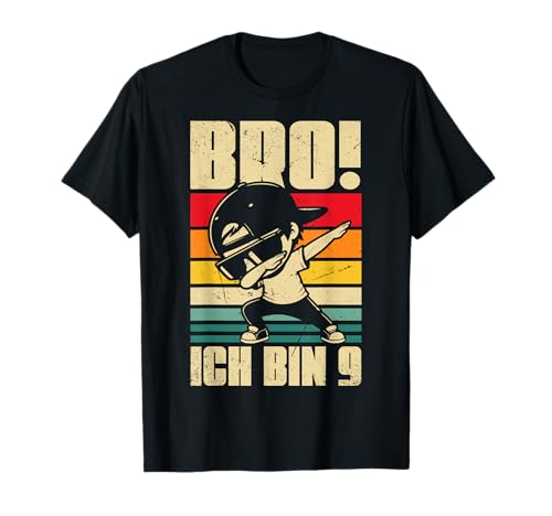 Retro Bro! Ich Bin 9 Dab Neunter Geburtstag Junge Deko Kids T-Shirt von Lustige Geburtstag Dabbing Jungs Geschenkideen