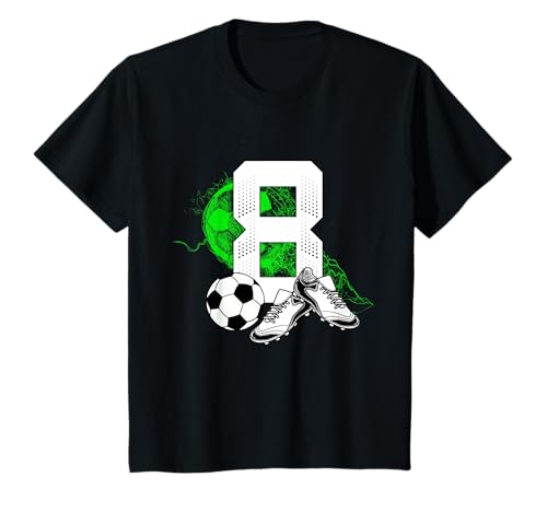 Kinder 8. Geburtstag Retro Fussball Spieler 8 Jahre Junge Kinder T-Shirt von Lustige Geburtstag Fußball Junge Männer Geschenke