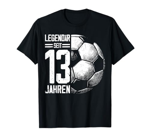 Lustige Geburtstag Fußball Junge Männer Geschenke 13. Geburtstag Deko Fussball Spieler 13 Jahre Unisex Retro Kurzarm T-Shirt Schwarz S EU 38-40 von Lustige Geburtstag Fußball Junge Männer Geschenke