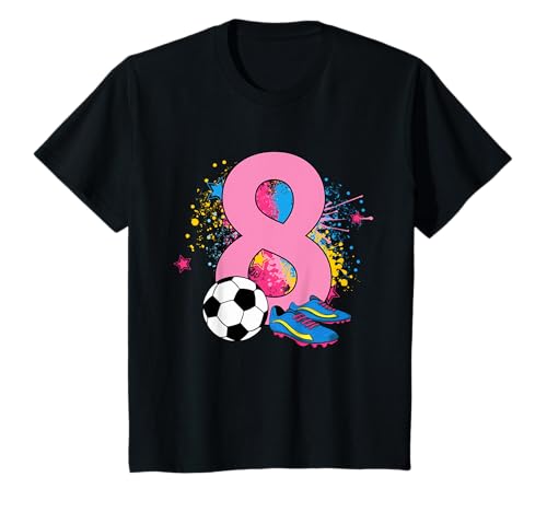 Kinder 8. Geburtstag Retro Fussball Spielerin 8 Jahre Mädchen Kind T-Shirt von Lustige Geburtstag Fußball Mädchen Frau Geschenke