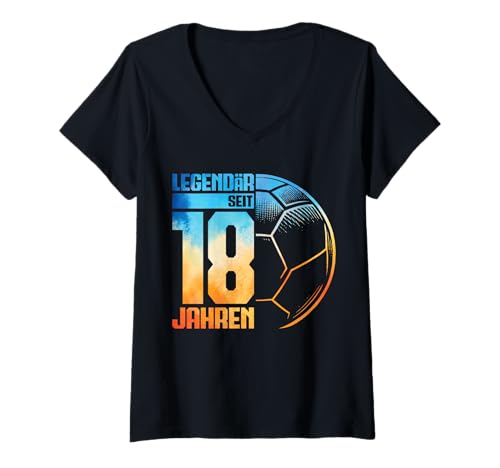 Damen 18. Geburtstag Deko Handball Spieler 18 Jahre Junge Jungs T-Shirt mit V-Ausschnitt Damen 18. Geburtstag Deko Handball Spieler 18 Jahre Junge Jungs T-Shirt mit V-Ausschnitt von Lustige Geburtstag Handball Junge Männer Geschenke