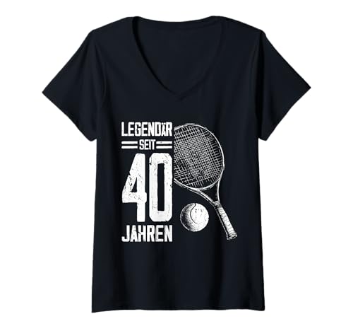 Damen 40. Geburtstag Deko Tennis Spieler 40 Jahre Männer Mann T-Shirt mit V-Ausschnitt Damen 40. Geburtstag Deko Tennis Spieler 40 Jahre Männer Mann T-Shirt mit V-Ausschnitt von Lustige Geburtstag Tennis Junge Männer Geschenke