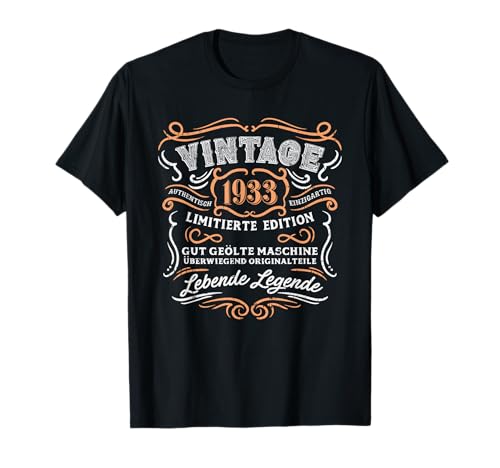 Vintage 1933 T-Shirt 85 Birthday Gift Geburtstag Geschenk T-Shirt Vintage 1933 T-Shirt 85 Birthday Gift Geburtstag Geschenk T-Shirt von Lustige Geburtstags-Geschenk T-Shirts