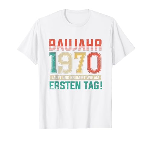 55. Geburtstag Lustiges Baujahr 1970 Läuft und Brummt Männer T-Shirt von Lustige Geburtstagsgeschenke mit Baujahr Oldtimer