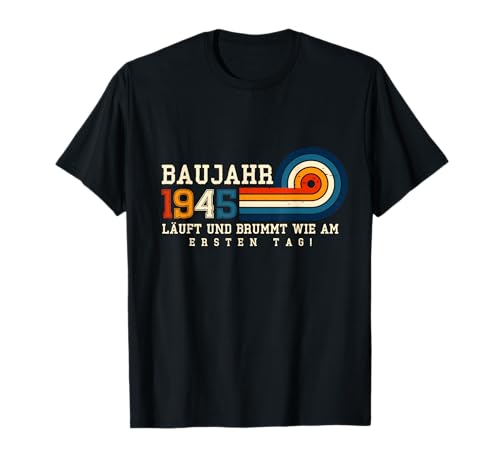 80. Geburtstag Lustiges Baujahr 1945 Läuft und Brummt Männer T-Shirt von Lustige Geburtstagsgeschenke mit Baujahr Oldtimer