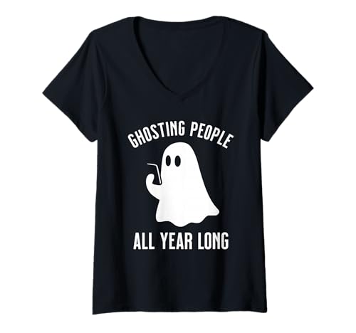 Damen Ghosting People All Year Long Geist Halloween Funny T-Shirt mit V-Ausschnitt Damen Ghosting People All Year Long Geist Halloween Funny T-Shirt mit V-Ausschnitt von Lustige Geisterdesigns