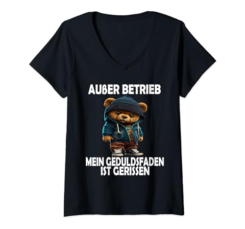 Damen Außer Betrieb Witzig Lustig Teddy Männer Frauen Teddybär T-Shirt mit V-Ausschnitt Damen Außer Betrieb Witzig Lustig Teddy Männer Frauen Teddybär T-Shirt mit V-Ausschnitt von Lustige Gemeine Teddy Spruch Herren Damen Ironie