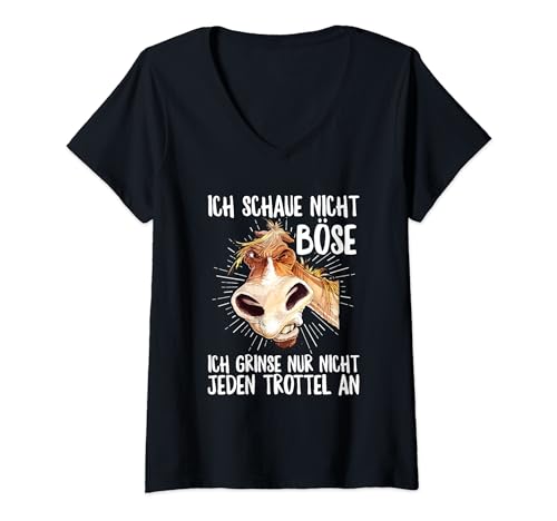 Damen Ich Schaue Nicht Böse Grinse Nicht Jeden Trottel An Pferd T-Shirt mit V-Ausschnitt Damen Ich Schaue Nicht Böse Grinse Nicht Jeden Trottel An Pferd T-Shirt mit V-Ausschnitt von Lustige Genervte Sprüche Kleidung