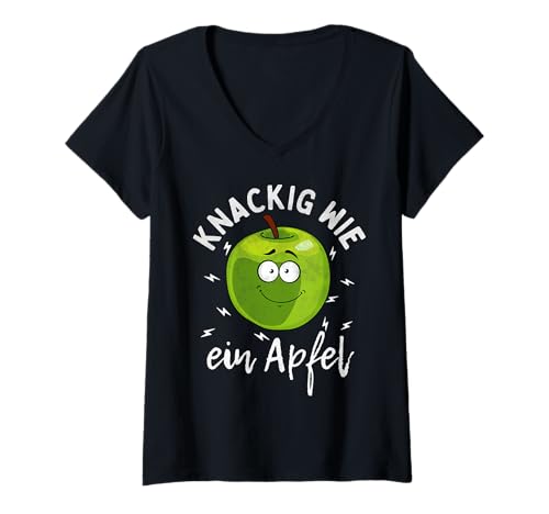 Damen Knackig wie ein Apfel Ernährung Vitamin Früchte Apfel Spruch T-Shirt mit V-Ausschnitt Damen Knackig wie ein Apfel Ernährung Vitamin Früchte Apfel Spruch T-Shirt mit V-Ausschnitt von Lustige Genuss Früchte Obst Apfel Geschenkidee