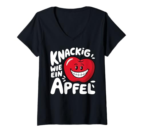 Damen Knackig wie ein Apfel Ernährung Vitamin Früchte Apfel Spruch T-Shirt mit V-Ausschnitt Damen Knackig wie ein Apfel Ernährung Vitamin Früchte Apfel Spruch T-Shirt mit V-Ausschnitt von Lustige Genuss Früchte Obst Apfel Geschenkidee