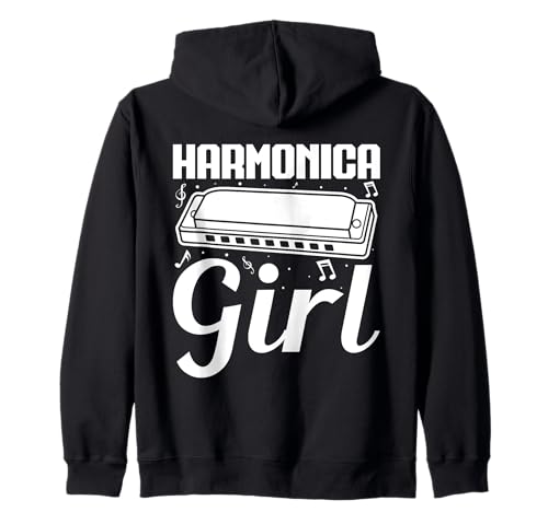 Mundharmonika Musiker Girl Mundharmonika Kapuzenjacke von Lustige Geschenk Shirts Zum Thema Mundharmonika