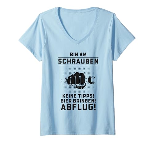 Damen Auto Mechatroniker Mechaniker Abfahrt Lustiges T-Shirt mit V-Ausschnitt Damen Auto Mechatroniker Mechaniker Abfahrt Lustiges T-Shirt mit V-Ausschnitt von Lustige Geschenke Für Automechaniker