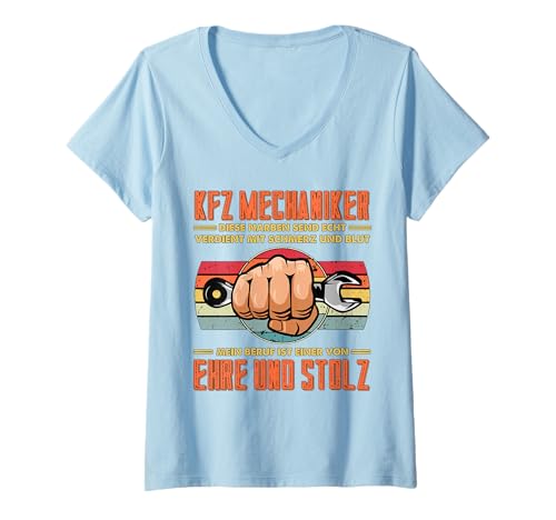 Damen Bester Kfz Mechaniker Richtig Cooler Mechatroniker Sprüche T-Shirt mit V-Ausschnitt Damen Bester Kfz Mechaniker Richtig Cooler Mechatroniker Sprüche T-Shirt mit V-Ausschnitt von Lustige Geschenke Für Automechaniker