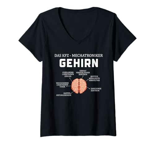Damen Lustiges Kfz Mechatroniker Gehirn Mechaniker T-Shirt mit V-Ausschnitt Damen Lustiges Kfz Mechatroniker Gehirn Mechaniker T-Shirt mit V-Ausschnitt von Lustige Geschenke Für Automechaniker