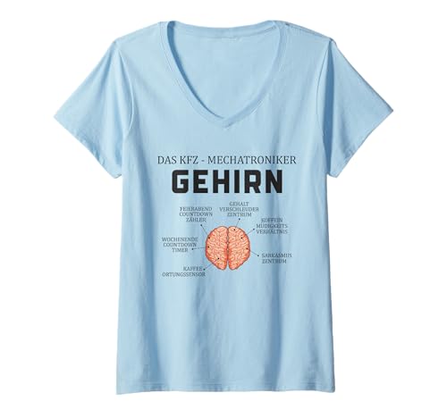 Damen Lustiges Kfz Mechatroniker Gehirn Mechaniker T-Shirt mit V-Ausschnitt Damen Lustiges Kfz Mechatroniker Gehirn Mechaniker T-Shirt mit V-Ausschnitt von Lustige Geschenke Für Automechaniker