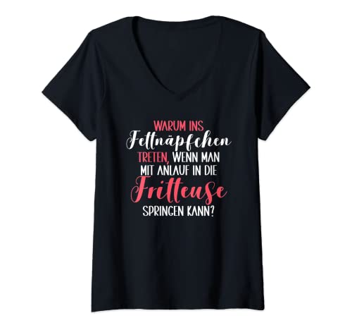 Damen Lustige Sprüche Frauen Mädels ironisch witzig - Fettnäpfchen T-Shirt mit V-Ausschnitt Damen Lustige Sprüche Frauen Mädels ironisch witzig - Fettnäpfchen T-Shirt mit V-Ausschnitt von Lustige Geschenke - Mädels Freundinnen Kolleginnen
