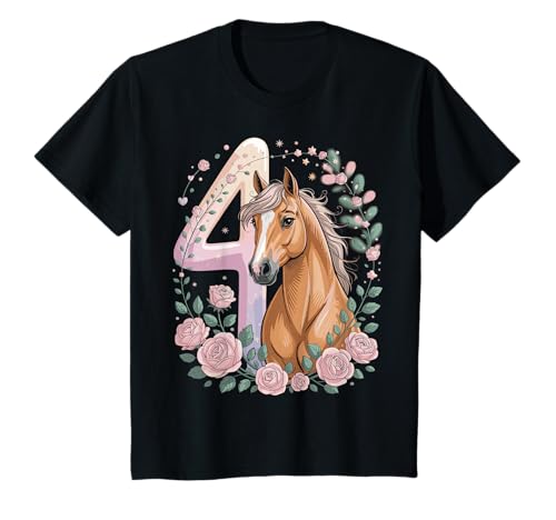 4. Geburtstag Pferd Mädchen 4 Jahre Pferde Deko Reiten Pony T-Shirt von Lustige Geschenke Reiten und Pferde Geburtstag