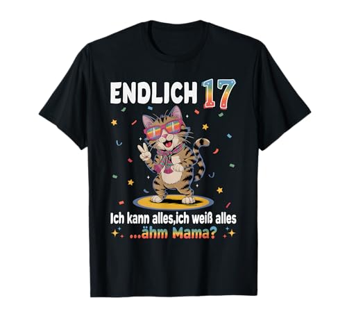 17 Geburtstag Junge Mädchen Geschenke Party Outfit Katze T-Shirt von Lustige Geschenke Zum Geburtstag