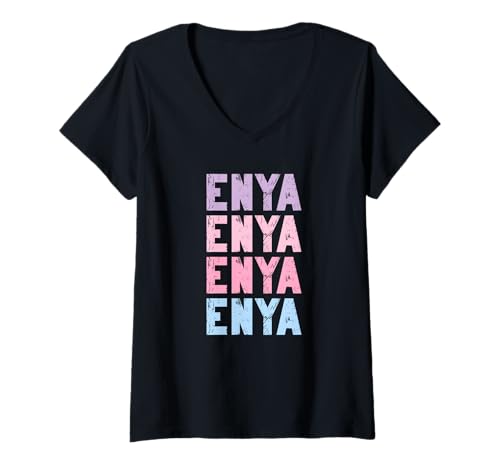 Damen Pastellfarbenes Mädchen Design Stylisches Motiv Enya T-Shirt mit V-Ausschnitt Damen Pastellfarbenes Mädchen Design Stylisches Motiv Enya T-Shirt mit V-Ausschnitt von Lustige Geschenke für Enya