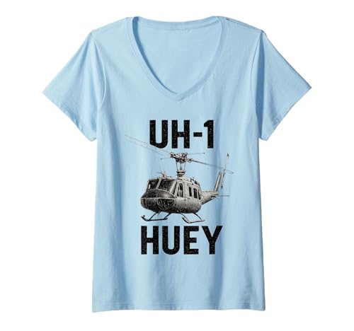 Damen Bell UH-1 Huey T-Shirt mit V-Ausschnitt Damen Bell UH-1 Huey T-Shirt mit V-Ausschnitt von Lustige Geschenke für Hubschrauberpiloten