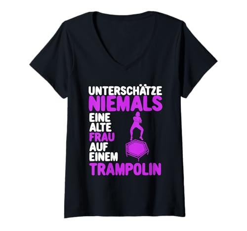 Damen Alte Frau Auf Trampolin Lustig Jumping Fitness T-Shirt mit V-Ausschnitt Damen Alte Frau Auf Trampolin Lustig Jumping Fitness T-Shirt mit V-Ausschnitt von Lustige Geschenke für Jumping Fitness Trampoline
