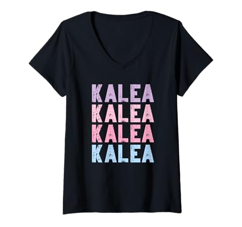 Damen Pastellfarbenes Mädchen Design Stylisches Motiv Kalea T-Shirt mit V-Ausschnitt von Lustige Geschenke für Kalea