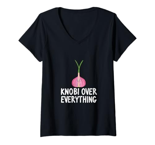 Damen Knobi Over Everything - Knoblauch Knoblauchzehe Liebhaber T-Shirt mit V-Ausschnitt Damen Knobi Over Everything - Knoblauch Knoblauchzehe Liebhaber T-Shirt mit V-Ausschnitt von Lustige Geschenke für Knoblauch Liebhaber Knobi