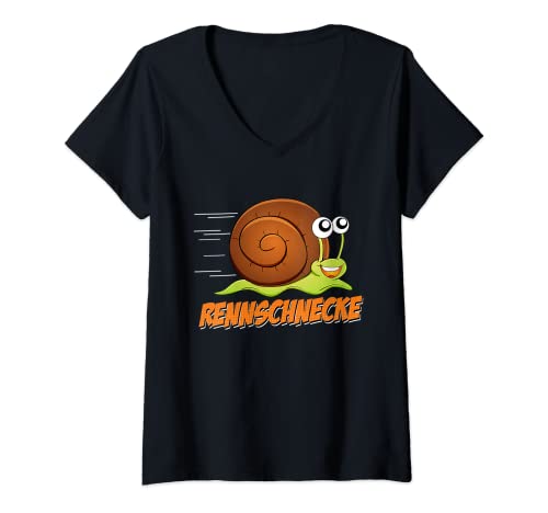 Damen Marathon Halbmarathon Geschenk Rennschnecke Laufen Running T-Shirt mit V-Ausschnitt Damen Marathon Halbmarathon Geschenk Rennschnecke Laufen Running T-Shirt mit V-Ausschnitt von Lustige Geschenke für Marathon Läufer fürs Running