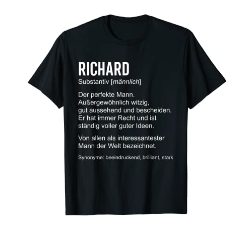 Herren Richard Lustiger Spruch Definition Name Geburtstag Vatertag T-Shirt Herren Richard Lustiger Spruch Definition Name Geburtstag Vatertag T-Shirt von Lustige Geschenke für Richard