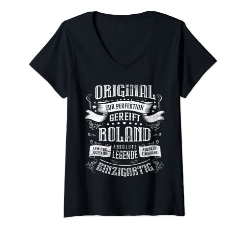Damen Roland Original T-Shirt mit V-Ausschnitt Damen Roland Original T-Shirt mit V-Ausschnitt von Lustige Geschenke für Roland
