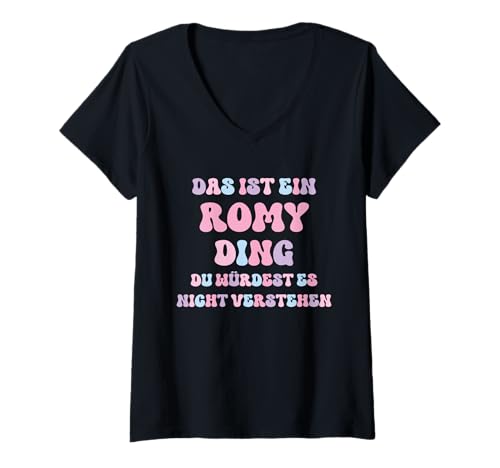 Damen Romy Lustiger Spruch Vorname Name Geburtstag Geschenk T-Shirt mit V-Ausschnitt Damen Romy Lustiger Spruch Vorname Name Geburtstag Geschenk T-Shirt mit V-Ausschnitt von Lustige Geschenke für Romy