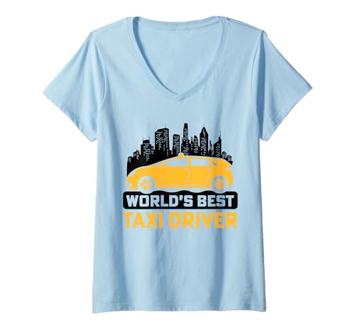 Damen World's Best Taxi Driver T-Shirt mit V-Ausschnitt Damen World's Best Taxi Driver T-Shirt mit V-Ausschnitt von Lustige Geschenke für Taxifahrer Geschenkidee Taxi
