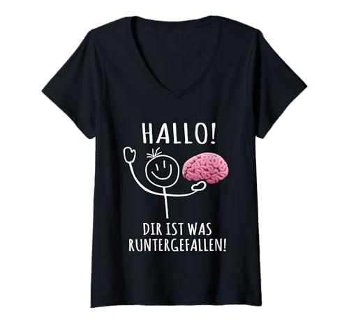 Damen Sweatshirt Herren lustig Damen Spruch Runtergefallen T-Shirt mit V-Ausschnitt Damen Sweatshirt Herren lustig Damen Spruch Runtergefallen T-Shirt mit V-Ausschnitt von Lustige Geschenke und Sprüche Oberteile