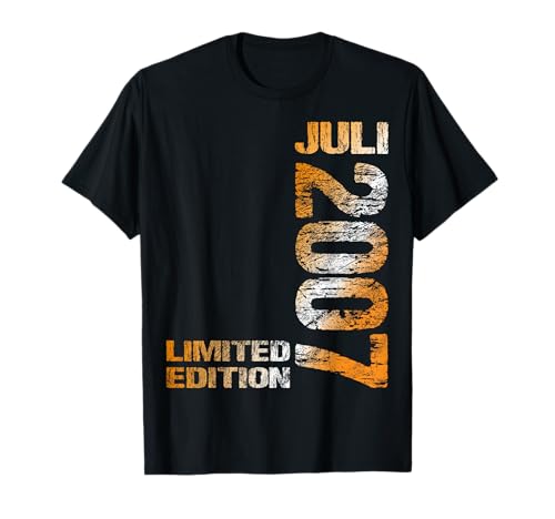 Juli 2007 Junge Mädchen 18. Geburtstag Limited Edition 18 T-Shirt von Lustige Geschenke zum 18. Geburtstag 2007