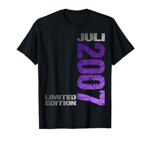 Juli 2007 Junge Mädchen 18. Geburtstag Limited Edition 18 T-Shirt von Lustige Geschenke zum 18. Geburtstag 2007