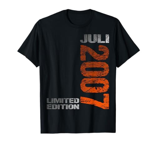 Juli 2007 Junge Mädchen 18. Geburtstag Limited Edition 18 T-Shirt von Lustige Geschenke zum 18. Geburtstag 2007