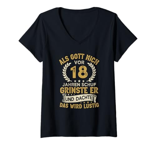 Damen 18. Geburtstag als Gott mich vor 18 Jahren schuf T-Shirt mit V-Ausschnitt Damen 18. Geburtstag als Gott mich vor 18 Jahren schuf T-Shirt mit V-Ausschnitt von Lustige Geschenke zum 18. Geburtstag Party Spruch