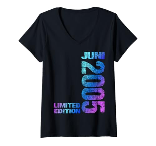 Damen Juni 2005 Mann Frau 20. Geburtstag Limited Edition 20 T-Shirt mit V-Ausschnitt Damen Juni 2005 Mann Frau 20. Geburtstag Limited Edition 20 T-Shirt mit V-Ausschnitt von Lustige Geschenke zum 20. Geburtstag 2005