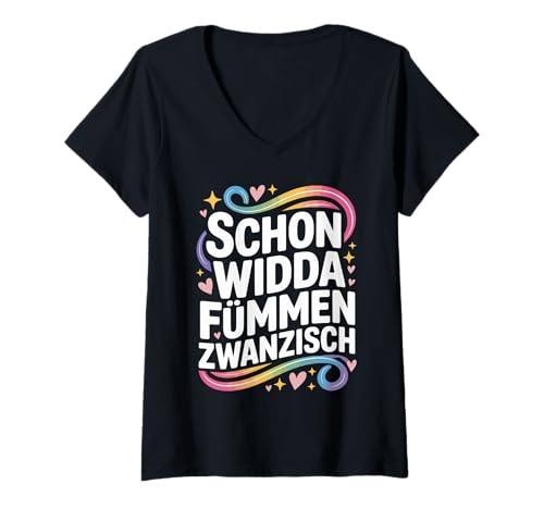 Damen Schon Widda Fümmen Zwanzisch Lustiger Spruch 50. Geburtstag T-Shirt mit V-Ausschnitt Damen Schon Widda Fümmen Zwanzisch Lustiger Spruch 50. Geburtstag T-Shirt mit V-Ausschnitt von Lustige Geschenke zum 30., 50. und 60. Geburtstag