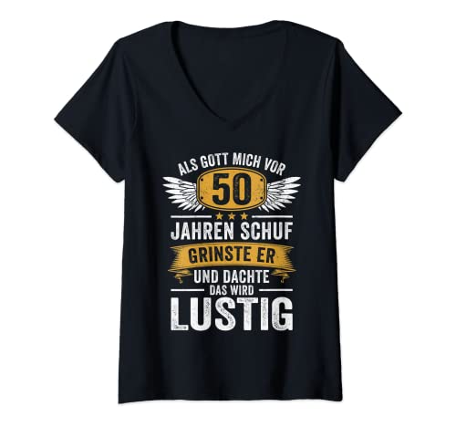 Damen 50. Geburtstag als Gott mich vor 50 Jahren schuf T-Shirt mit V-Ausschnitt Damen 50. Geburtstag als Gott mich vor 50 Jahren schuf T-Shirt mit V-Ausschnitt von Lustige Geschenke zum 50. Geburtstag Party Spruch